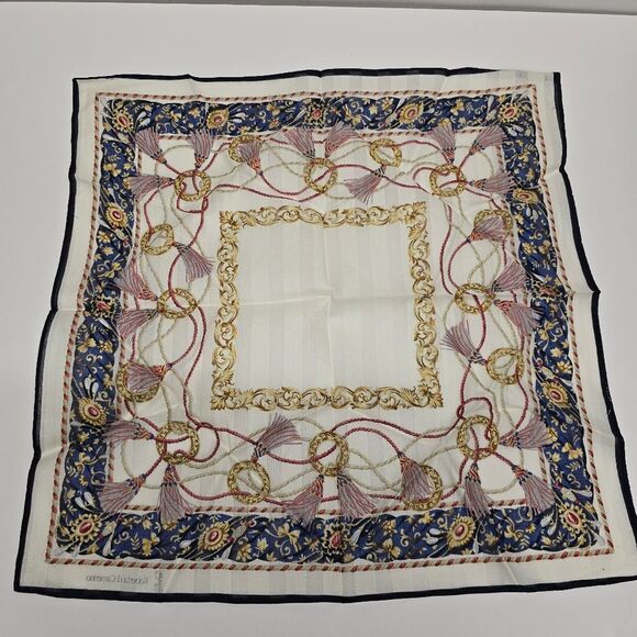 Roberta di Camerino Vintage Cotton Handkerchief Neckerchief Bandana Tassels - Picture 7 of 9
